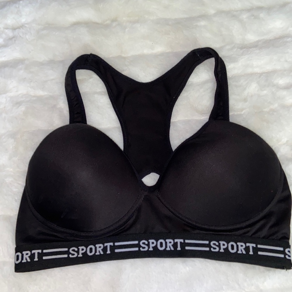 ACX Cross Fit Sports Bra Racerback Athletic Activewear Polyester Black Small S